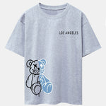 Los Angeles Dissolving Bear Print Drop Shoulder Oversize T-Shirt