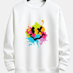 Colorful Mud Splatter Smiley Face Print Relax Fit Sweatshirt