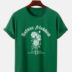 Gothic Style Rose Print T-Shirts