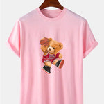Bear Playing Basketball Print T-Shirt