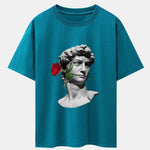 Rose David Print Relax Fit Drop Shoulder T-Shirts