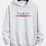 Stripe Paris Slogan Print Relax Fit Hoodie