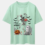 Halloween Skeleton Stay Spooky Print Drop Shoulder Oversize T-Shirt