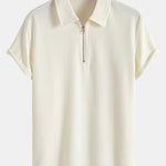 Muscle Fit Ribbed Half Zip Polo