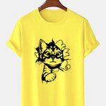 Cat Breaks The Wall Print T-shirt
