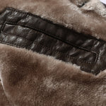 Long Line Faux Fur Lined PU Leather Coat