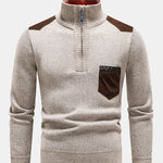 Contrast Pocket Panel Half Zip Sweater