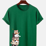 Cartoon Cat Print T-Shirt
