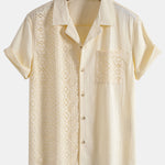 Geometric Textured Patchwork Cuban Shirt