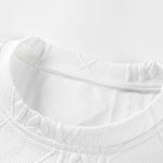 Long Sleeve Geometric Jacquard Arc Hem T-Shirt & Drawstring Corduroy Cargo Jogger Pants