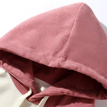 Paneled Corduroy Raglan Sleeves Hoodie