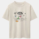 UFO Take Away Dinosaurs Print Drop Shoulder Oversize T-Shirt