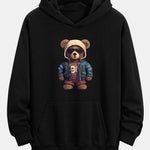Bear In Leather Jacket Print Relax Fit Hoodie & Straight Leg Corduroy Pants