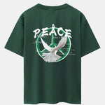 Dove With Peace Symbol Back Print Drop Shoulder Oversize T-Shirt