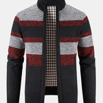 Color Block Funnel Neck Zip Up Sweater