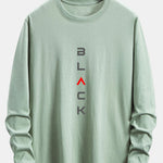 Long Sleeve Black Print Cotton T-Shirt
