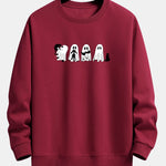 Black Cat Ghost Print Relax Fit Sweatshirt