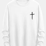 Long Sleeve Cross Print Cotton T-Shirt