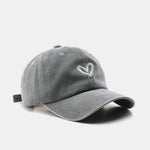 Heart Embroidery Washed Distressed Baseball Cap