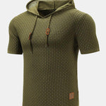 Slim Fit Short Sleeve Knit Hooded Sweater