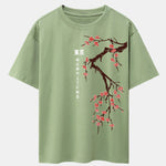 Tokyo Japanese Cherry Blossoms Print Drop Shoulder Oversize T-Shirt