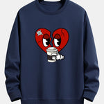 Drinking Coffee With A Broken Heart Print Relax Fit Sweatshirt