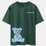 Worldwide Bear Print Drop Shoulder Oversize T-Shirt
