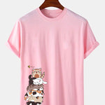 Cartoon Cat Print T-Shirt