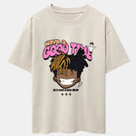 Cartoon Character Slogan Print Drop Shoulder Oversize T-Shirt