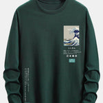 Long Sleeve Tokyo Ukiyo-e Print Cotton T-Shirt