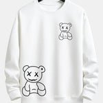 Line Shaped Bear Print Relax Fit Sweatshirt