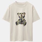 Camouflage Dissolving Bear Print Drop Shoulder Oversize T-Shirt