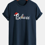 Regular Fit Christmas Believe Print Cotton T-Shirt
