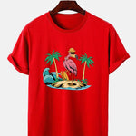 Flamingo On Vacation Print T-Shirt
