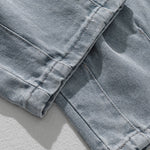 Elastic Waist Relax Fit Straight Leg Cargo Jeans