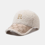 Letter R Embroidery Plush Baseball Cap