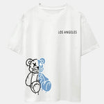 Los Angeles Dissolving Bear Print Drop Shoulder Oversize T-Shirt