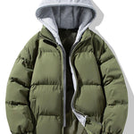 Contrast Detachable Hooded Puffer Coat