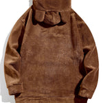Relax Fit Teddy Fleece Hoodie With Ears
