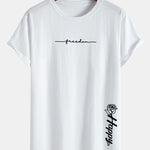 Rose With Slogan Print Cotton Arc Hem T-Shirt