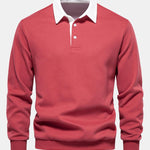 Contrast Polo Collar Sweatshirt