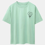 Dissolving Heart Smiley Face Print Drop Shoulder Oversize T-Shirt
