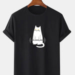 Weightlifting Cat Print T-Shirt