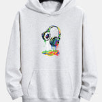 Dissolving Headphones Print Relax Fit Hoodie