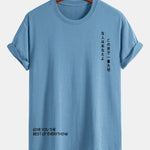 Regular Fit Japanese Slogan Print Cotton T-Shirt