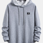 3 Pieces Long Sleeve Waffle Hooded Arc Hem T-Shirts