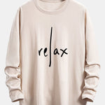 Long Sleeve Relax Print Cotton Arc Hem T-Shirt
