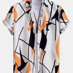 Color Block Abstract Print Button Up Shirt & Swim Shorts