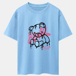 Dissolving Bear Print Drop Shoulder Oversize T-Shirt