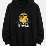 Yellow Duck With Sunglasses Print Relax Fit Hoodie